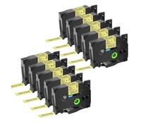 10 Uds 6/9/12/18/24mm TZ 231 241 251 211 Tz 631 651 cinta laminada negra sobre blanca Compatible con fabricante de etiquetas Brother PTouch(10PK Black on Gold,24mm)