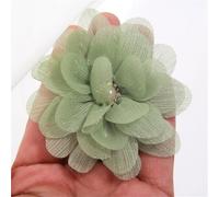 10 Uds. Accesorios for el cabello Flor de Gasa de 8cm for hacer sombreros sin clip for el pelo diadema suministros for diadema(Green)
