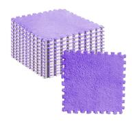 10 Uds. Alfombra de Espuma de Rompecabezas de Felpa de 30x30cm/11,8x11,8 Pulgadas, Alfombra Antideslizante para el Suelo de la Habitación (PURPLE)