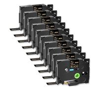 10 Uds AZE-334 cinta de etiquetas de 12mm 8M, Compatible con impresoras de etiquetas Brother TZ TZe 334 p-touch cinta laminada estándar dorada sobre negra