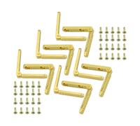 10 Uds. Bisagras plegables de 90 grados for regalo joyería caja vino madera for armario muebles pequeña bisagra con tornillos 30 * 6mm Para Muebles(Gold)