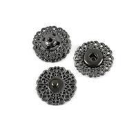 10 Uds Botones redondos de Metal a presión botón Invisible para abrigo suéter hebillas de cierre Diy accesorios de costura para ropa, Negro, 25mm