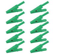 10 Uds Clip de prueba de potencia abrazadera de prueba de latón con apertura de 20mm con conector de 4mm para pruebas de circuitos eléctricos, tipo de seguridad 30A 1000V (Verde)