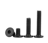 10 Uds CM negro acero inoxidable hexagonal Ultra fino cabeza plana baja tornillo M2 M2.5 M3 M4 M5 M6(16mm x10pcs,M3)