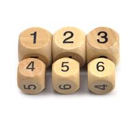 10 Uds Dados de Seis Caras Dados de Madera 1-6 Accesorios de Juegos de numerados para Juegos de Juegos de matemáticas, 1.6cm