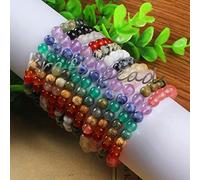 10 Uds. De ágatas rojas de cuarzo rosa, cuentas redondas de piedra de howlita blanca, pulsera elástica de Chakra ReiKi, joyería de moda
