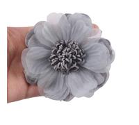 10 Uds. De flores artificiales grandes hechas a mano de tela de gasa for vestido de boda, ropa, sombreros, tocado, decoración DIY(04grey)