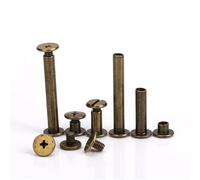 10 Uds. De Tornillos Chicago de encuadernación de Bronce y Metal, Clavos, Remaches Largos, Accesorios de Hardware para artesanía de Cuero, Longitud de Varilla de 4~95mm(10mm)