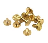 10 Uds. De tornillos Chicago de encuadernación de latón macizo, remaches de perno for uñas for álbum de fotos, tachuelas artesanales de cuero, sujetadores de cinturón y billetera, tapa de 10mm(7mm)