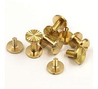 10 Uds. De tornillos Chicago de encuadernación de latón macizo, remaches for clavos for álbum de fotos, tachuelas artesanales de cuero, sujetadores for cinturón, tapa de 10mm(4mm)