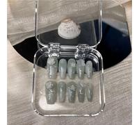 10 Uds. De uñas postizas cuadradas de ataúd largo, cubierta completa de uñas postizas, Kit de arte acrílico(XS)