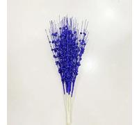 10 Uds decoración de árbol de Navidad Baya con Purpurina Falsa Dejar Rama | Spray de brillo con recubrimiento en polvo dorado para fiesta de Año Nuevo en polvo dorado(Royal blue)