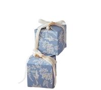10 Uds elegante caja de boda flores con cinta terciopelo y decoración perlas-diseño planta verde, 2,75x2,75x 0,75 pulgadas, perfecto for dulces(Color1)