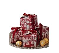 10 Uds elegante caja de boda flores con cinta terciopelo y decoración perlas-diseño planta verde, 2,75x2,75x 0,75 pulgadas, perfecto for dulces(Red)