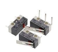 10 Uds interruptor de límite Micro interruptor de botón momentáneo 1A 125V AC interruptor de ratón 3 pines palanca con rodillo de mango largo brazo SPDT 12X6X6MM(Bent foot-2)
