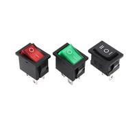 10 Uds KCD1 serie 2/3/4 interruptores de alimentación de posición basculante 15mm x 21mm negro rojo verde 6A/250V 10A/125V(Red 4Pin,30 PCS)