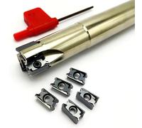 10 Uds LNMU110408 hoja de fresado alimentación rápida torno aleación dura torneado acero inoxidable fresa doble cara LNPU110408 Herramienta de Torno(110408 LD930,LN11C25-25-200-4T)