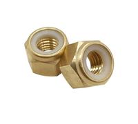 10 Uds M2/M3/M4/M5/M6/M8 tuercas de bloqueo de latón con inserción de nailon, tuerca de bloqueo hexagonal autoblocante, M8
