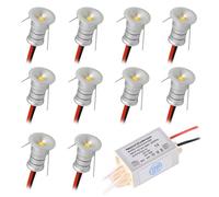 10 uds Mini Foco LED 12V 0.5W, IP65 Impermeable Spotlight Downlight Embutir Pequeño Empotrable, 10mm Micro Spot Light Para Vitrinas Pasillos Iluminación Cuadros Nicho Techo (Plata Blanco Cálido, 120°)