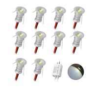 10 uds Mini Foco LED 12V 0.5W, IP65 Impermeable Spotlight Downlight Embutir Pequeño Empotrable, 10mm Micro Spot Light Para Vitrinas Pasillos Iluminación Cuadros Nicho Techo (Plata Blanco Frío, 120°)