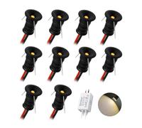 10 uds Mini Foco LED 12V 0.5W, IP65 Impermeable Spotlight Downlight Embutir Pequeño Empotrable, 10mm Micro Spot Light Para Vitrinas Pasillos Iluminación Cuadros Nicho Techo (Negro Blanco Cálido, 120°)