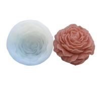 10 Uds. Molde de vela silicona con flor peonía grande hecho a mano Diy 3D rosa jabón yeso resina herramienta for hornear pasteles para Velas(White01)