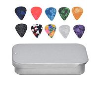 10 Uds púas de guitarra Boost Bass portátil colorido Retro cósmico cielo estrellado patrón púa de guitarra para bajo Banjo ukelele (caja de plata)