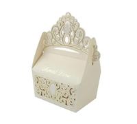 10 Uds Royal Shiny Gemstone Crown Candy Box Wedding Party Favors Box Birthday Party Candy Box Wedding Souvenir-Marfil,9x5.5x7cm