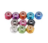 10 Uds tuercas de seguridad de aluminio M2 M3 M4 M5 M6 tuerca de seguridad de inserción de nailon hexagonal de aluminio anodizado colorido contratuerca autoblocante(Black,M4)