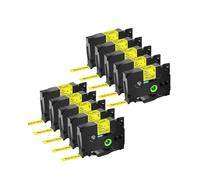 10 Uds Tz 231 cinta de etiquetas negra sobre blanca 221 laminada 431 731 etiquetado Compatible con impresora Brother PT-P700(10PK Black on Yellow,24mm)