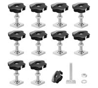 10 unidades adaptador de ranura en T, M6 x 35 mm, ranura en T, adaptador en T, tornillos en T con tuerca de agarre de estrella M6, para portaequipajes de techo, compatible con Thule