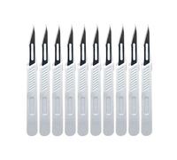 10 Unidades Bisturí N°11 Estéril - Hojas de Acero al Carbono Esterilizadas, Mangos de Plástico Desechables, Envase Individual - Ideal para Cirugía Menor, Belleza, Arte, Pedicura y Usos Domésticos