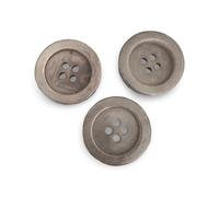10 unidades de botones de nogal auténtico, color beige, gris, 4 agujeros en 15 mm, 20 mm o 22 mm (20 mm)