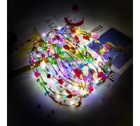 10 Unidades de Guirnalda de Flores LED, Diademas LED Intermitentes de Flores,Corona de Flores Bohemia LED Floral, Festivales y Fiestas, Corona de decoración de Bodas con decoración LED