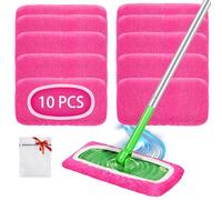 10 unidades de paños de suelo secos para Swiffer mopa húmeda, microfibra, lavable, paños húmedos, para Swiffer rosa mojado/seco, limpieza rápida, manchas de suelo (sin mopa)