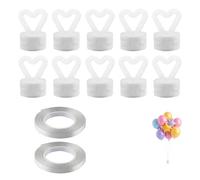 10 unidades de peso para globos de helio, peso con cinta de globo, color blanco, con forma de corazón, con contrapeso para bodas, cumpleaños y fiestas