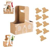 10 unidades de portavasos navideños con forma de casita de jengibre, caja de regalo de jengibre, portavasos navideño con asa, ideal for regalos de fiesta y celebraciones.