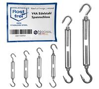 10 unidades de tensores de acero inoxidable con dos ganchos, de V4A según DIN 1480 1478, tensor de cuerda, gancho de tornillo, tornillo tensor M 8 mm