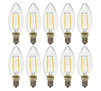 10 unidades E14 2W C35 Retro LED Filament Vela Bombillas Edison Vintage Estilo, No Regulable, Blanca Cálida 2700K, 150lm, 15W incandescente de repuesto, AC220-240V