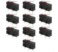 10 unidades KW12 Interruptor de límite con palanca, microinterruptor sensible de 3 pines, contactos plateados resistentes al calor, compactos para control industrial, 20 x 6,5 x 10 mm