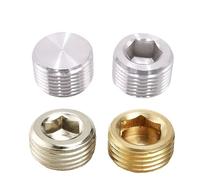 10 unidades/lote M5 1/8 1/4" 3/8" 1/2" Acero inoxidable 304 Latón Hierro niquelado Tapón hexagonal for racor neumático(Brass,M5)