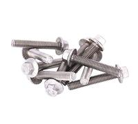 10 unidades M6 de acero inoxidable SS304 Tornillo de unión, tornillos de cabeza hexagonal, tornillos de brida hexagonal, tapa de arandela, cierre (M6 x 35)