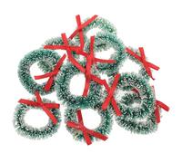 10 Unidades Mini Guirnalda Navideña de Sisal y Yute para Casa de Muñecas | Ligera y Fácil de Colgar, Adorno Verde para Pared, Escritorio y Puerta en Navidad