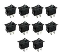 10 unidades negro mini interruptor basculante pequeño, microinterruptor de 2 pines, encendido/apagado minibarco, interruptor rectangular empotrable, interruptor AC 250 V, 3 A, 125 V, 6 A, 2 pines, 2