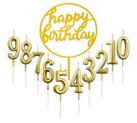 10 Unidades Número 0-9 Cumpleaños, Velas Cumpleaños Numeros Dorado