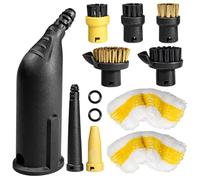 10 unidades para limpiador de vapor Kärcher SC1 SC2 SC3 SC4 SC5, juego de cepillos con boquilla extendida, boquilla curvada, cepillo redondo pequeño, boquilla de mano, paño de microfibra, para muebles