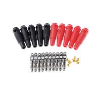 10 unidades rojo negro 4 mm sin soldadura lateral apilable conector banana conector plátano enchufe enchufe enchufe tornillo soldadura altavoz cubo adaptador hembra cable pigtail cable placa mamparo