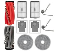 (10 unidades) Saros 10R/Qrevo CurvX piezas de repuesto compatibles con Roborock Saros 10R/Qrevo CurvX/Saros 20 Robot Aspiradora, 2 cepillos de rodillo, 2 cepillos laterales, 2 bolsas de polvo, 2