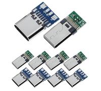 10 unidades USB 3.1 tipo C macho y hembra Breakout Board, USB C macho y hembra módulo soldable, placa de bricolaje, placa de soldadura USB C hembra, placa de transferencia de datos y serie para