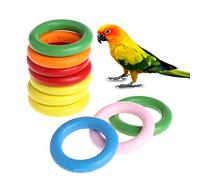 10 unids/Bolsa Madera Anillos Loro Juguetes Accesorios, Adorno colorido DIY Diseño Durable